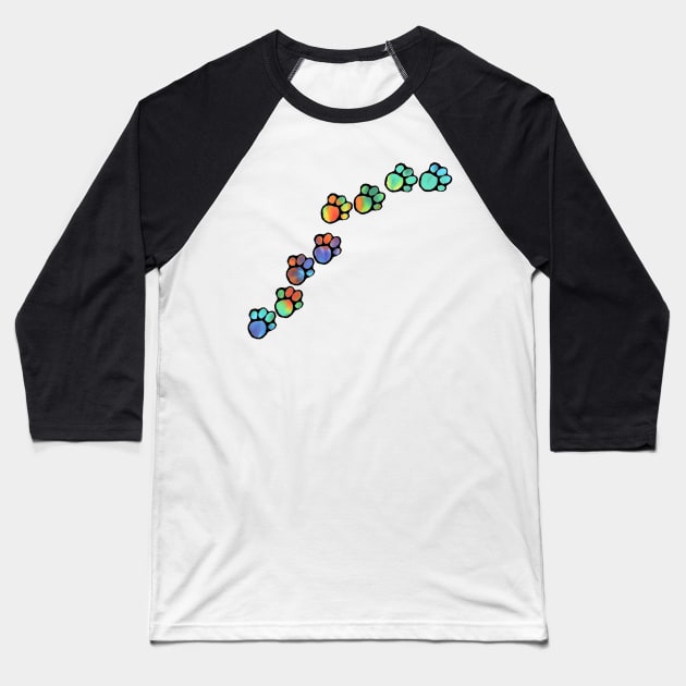 Psychedelic Paw Prints Baseball T-Shirt by ARTWORKandBEYOND